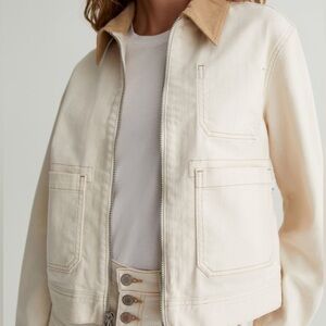 NWT AG Jeans Jo Jacket - cream utility jacket with tan corduroy collar